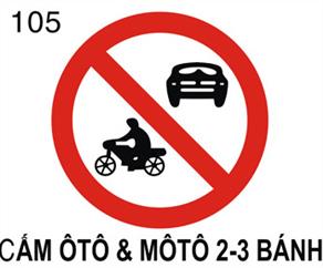 Số hiệu biển báo: 105 cấm oto và moto